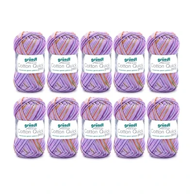 Imagen de Gründl Cotton Quick Print (Hilo de Color 100%, Certificado Oeko Tex, 50 g / 125 m, tamaño Aguja: 3 4, 1 x g), Violeta Naranja, Algodón, Viola Verde Arancione Multicolore, One Size, 1250