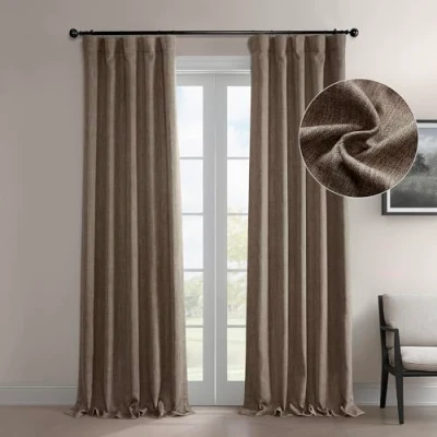 Imagen de HPD Half Price Drapes Cortinas de Lino sintético para oscurecer la habitación, Lujo 120 Pulgadas Largo Dormitorio y Sala Estar (1 Panel), 50 Ancho x