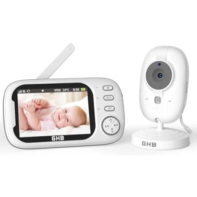 Imagen de GHB Camara Vigilancia Bebe Vigilabebes con LCD 3.5&quot; 720P Batería de 2000mAh Visión Nocturna Comunicación Bidireccional VOX