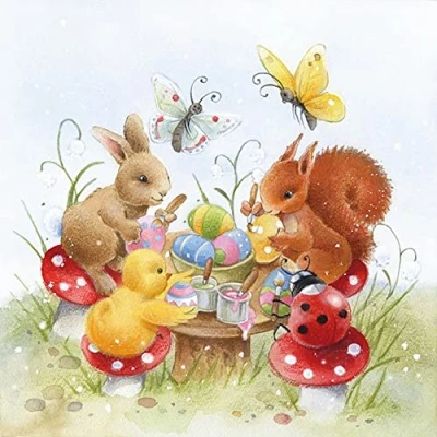 Imagen de 20 servilletas de curso pintura para animales, decoración mesa, decoupage, técnica servilletas, 33 x cm
