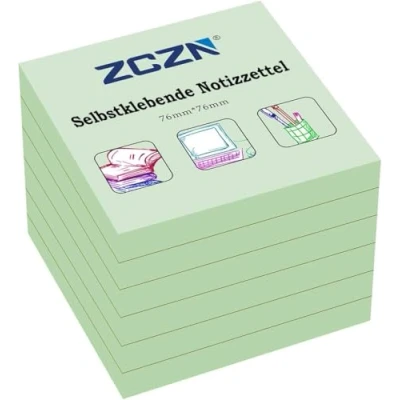 Imagen de ZCZN Notas Adhesivas 76 x mm, 6 Libros de Autoadhesivas, 80 Hojas/Libro, Postis Pequeños Adecuadas para (Verde Claro)