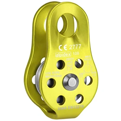 Imagen de ALPIDEX Polea 22 kN Fija Bloque de Norma EN12278 Cuerdas hasta 13 mm Diámetro Polipasto Cuerda Sistema Cable, Color:Lime