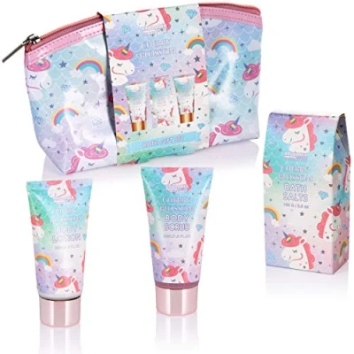 Imagen de BRUBAKER Cosmetics Set de Baño y Ducha Unicornio 4 Piezas Cherry Blossom Regalo con Aroma a Flor Cerezo en Bolsa Cosmética