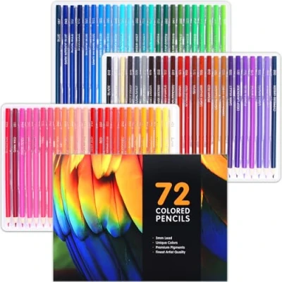 Imagen de Juego de 72 lápices colores para adultos, suministros manualidades, núcleo suave con vibrantes, ideal dibujar, mezclar sombreado,