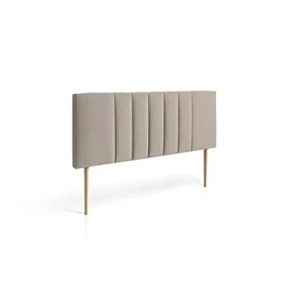 Imagen de MOMMA HOME Cabecero de Cama en Tela y Patas Madera Modelo Luna tapizado Suave Acolchado Acabado Tejido Incluye herrajes (marrón, 160 x 60 cm)