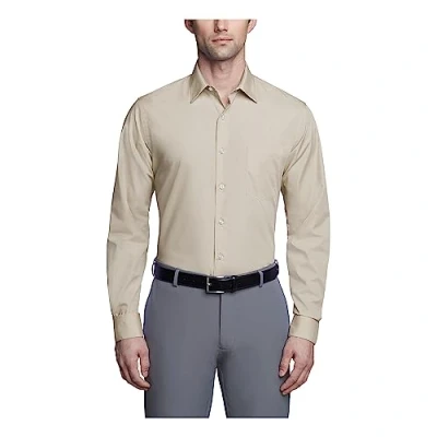Imagen de Van Heusen Camisa de vestir para hombre (popelina), color liso Marfil 38.1 cm cuello/81.28/83.82 manga (M)