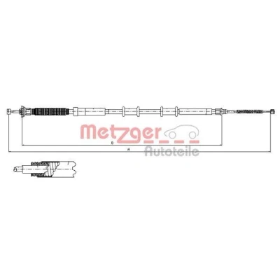 Imagen de METZGER 12.0716 Cable de Freno Mano Atrás derecha 1660/1394 COFLE FIAT: Punto III Hatchback
