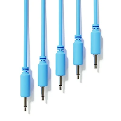 Imagen de ExcelValley 5 Pack Cables de Conexión Mono Modulares TS 3,5mm 1/8&quot; Eurorack Sintetizador [Azul 10 cm 4&quot;]
