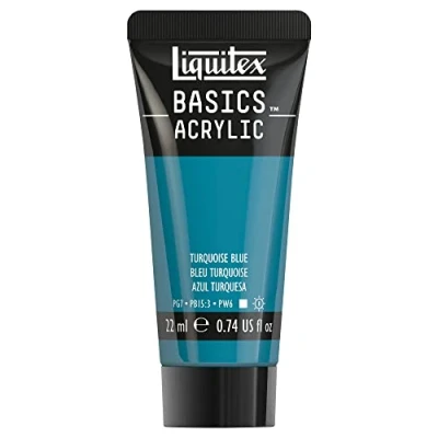 Imagen de Liquitex Basics Pintura Acrílica, Para Bellas Artes y Manualidades, Resistentes a la Luz, Viscosidad Media, Acabado Satinado, Tubo de 22 ml Azul Turquesa