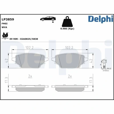 Imagen de Juego de pastillas DELPHI LP3859