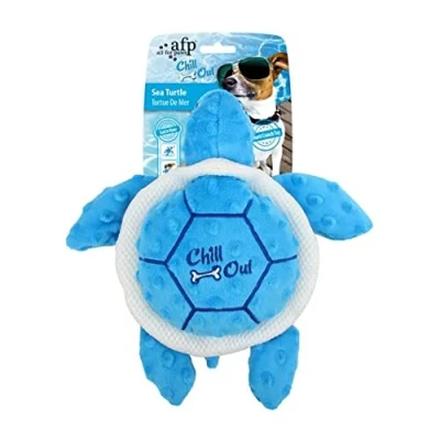 Imagen de ALL FOR PAWS Chill out Juguete de Verano para Perro, refrescante, Peluche Jugar al Aire Libre, Tortuga, Azul