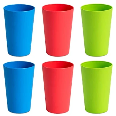 Imagen de Hausfelder Juego de 6 vasos, vasos irrompibles reutilizables para acampar y niños, plástico duro x 275 ml