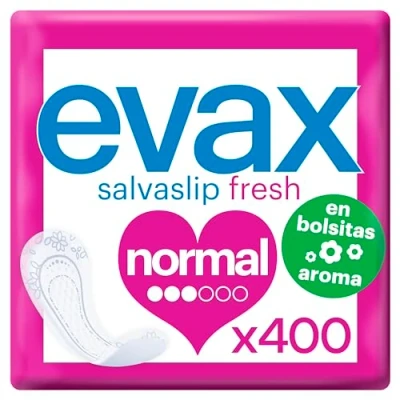 Imagen de Evax Salvaslip Normal, 400 Unidades, Con aroma, Siéntete Fresca y Limpia Durante Todo el Día Formato Ahorro en Bolsitas