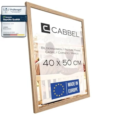 Imagen de CABBEL Paquete individual (1 unidad) marco de fotos 40x50 cm MDF madera roble con cristal plexi irrompible/moderno