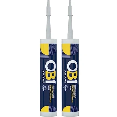 Imagen de OB1 Sellador y adhesivo de construcción multisuperficie, excelente resistencia química, resistente al agua, a la intemperie, (paquete doble transparente)