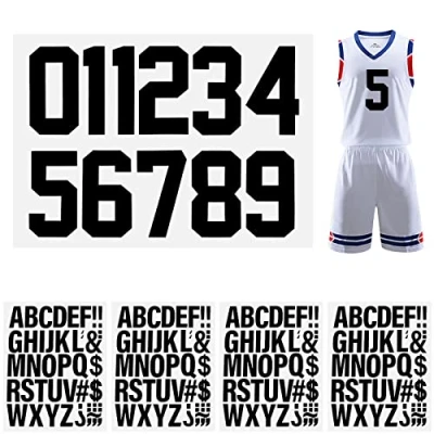 Imagen de 147Pcs Números y Letras Termoadhesivos, 1 10 Numeros De Fútbol Para Planchar, A Z Vinilo Transferencia Calor Béisbol, Camisetas, Ropa (Negro)