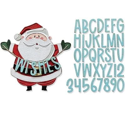 Imagen de Juego de Troqueles Sizzix Thinlits, paquete 49 unidades, diseño Papá Noel Colorize, Tim Holtz, 666338 corte metal, finos como una oblea, para álbumes recortes