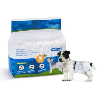 Imagen de Nobleza 24x Pañales para Perros Desechables Hembra Cachorro Entrenamiento Súper Absorbente Envolturas Mascotas Paquete de 24 Cintura 25 45CM ，M