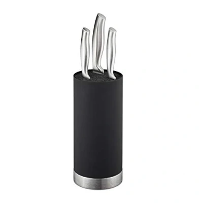 Imagen de Relaxdays Taco Cocina Circular, Bloque Plástico Cerdas, Base Guardar Cuchillos, 22x11 cm, Negro