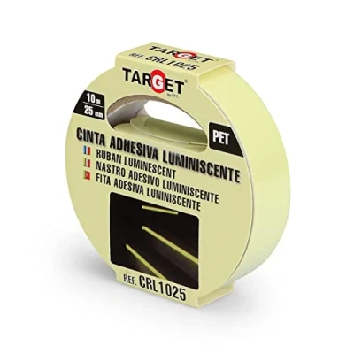 Imagen de TARGET CRL1025 Cinta Luminiscente Adhesiva Oscuridad Señalización Alta visibilidad Advertencia Nocturna PET 10 Metros x 25 Milímetros