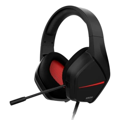 Imagen de KROM KOPA Move Black Auriculares 50mm Sonido estéreo, Control Volumen y micrófono Integrado, Diadema Ajustable Ligera, conexión Jack 3,5mm, Negro