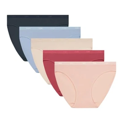 Imagen de Dim Les Pockets Ecodim Coton Classique X5 Bragas, RSE Baller/SIL/BGE/Bl Che/Gr Gra, XS S (Pack de 5) para Mujer