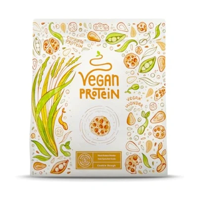 Imagen de Proteína Vegana en Polvo Sabor Cookie Dough 100% Proteina 21g dosis Vegan Protein Powder de Guisante, Arroz, Girasol y Soja Aislada para Masa Muscular 600g Alpha Foods