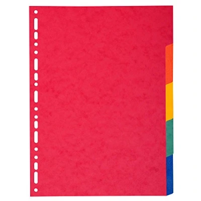 Imagen de Exacompta 2105E Separadores en cartulina reciclada de colores vivos 220g/m2 con 5 pestañas neutras Formato para archivo A4 maxi Dimensiones 24,5 x 29,7 cm