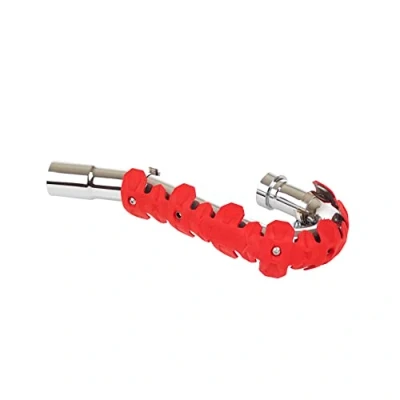 Imagen de POLISPORT 8483800004 ARMADILLO HEAD protector de escape universal para motos 4 tiempos 40cm combina acero inoxidable y elastómero ligero resistente a altas temperaturas en color rojo