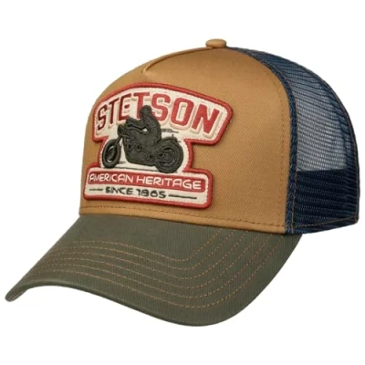 Imagen de Stetson Gorra Trucker Biker Hombre Camionero de béisbol Malla Snapback, con Visera, Visera Verano Primavera/Verano Talla única Small Azul