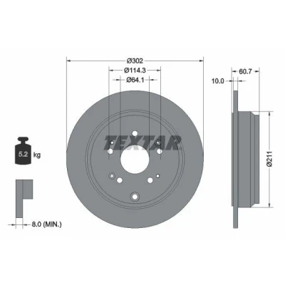 Imagen de TEXTAR PRO 92227203 Disco de freno 302 10 05/10 114,3 macizo revestido sin perno sujeción rueda, buje rueda HONDA: CR V 3, 4