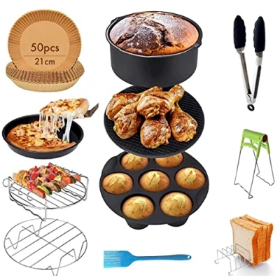 Imagen de Accesorios Freidora sin Aceite, Airfryer compatibles con Aceite Cecotec/COSORI/NINJA Air fryer/PHILIPS/Accesorios de aire fryer (14pcs+50 Papel Aire)