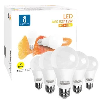 Imagen de Aigostar 15W Bombilla LED A60, casquillo gordo E27, luz cálida 3000K, 1500 lúmenes, ángulo de apertura 280º, CRI&gt; 80. No regulable. Caja 5 unidades