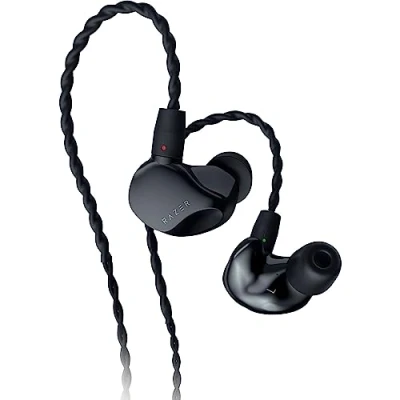 Imagen de Razer Moray Monitor de Streaming ergonómico con Cable (diseño acústico híbrido Doble Controlador, Forma ergonómica Perfil bajo, Aislamiento pasivo Superior) Negro