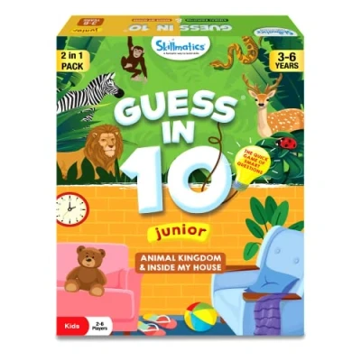 Imagen de Skillmatics juego de cartas Guess in 10 Junior Animals &amp; Inside My House Combo, rápido preguntas inteligentes, regalos y aprendizaje divertido para edades 3 a 6 años