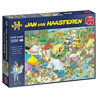 Imagen de Jumbo Jan Van Haasteren, Camping in The Forest, 2000 Piece Jigsaw Puzzle Oso Rompecabezas, Multicolor (19087)