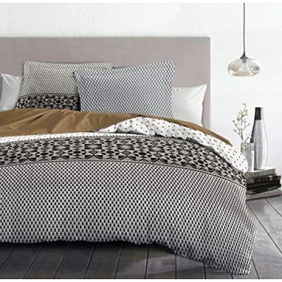 Imagen de Home Linge Passion Funda nórdica 3 Piezas 100% algodón 57 Hilos 2 Personas 240 x 260 cm Noche Berbere Gris Topo