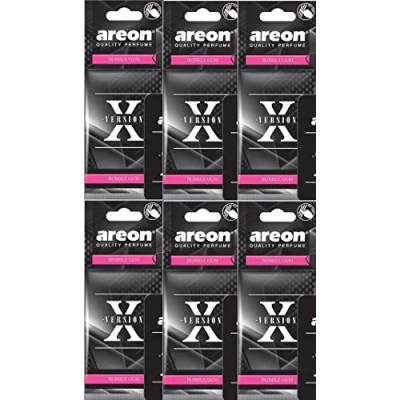 Imagen de Areon X Ambientador Coche Bubble Gum Chicle Colgante Colgar Olor Perfume Original Negro Cartón Retrovisor Casa Oficina 2D ( Pack de 6 )