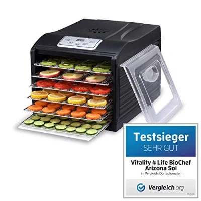 Imagen de Deshidratador de Alimentos BioChef Arizona Sol 6 Bandejas Acero Inoxidable 500W Temporizador Temperatura 35 70º Deshidratadora Yogurtera Sin BPA