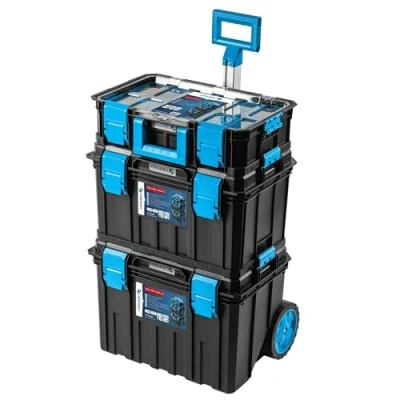 Imagen de Högert Technik Set de Cajas 4 en 1 HT7G500, Caja Herramientas con Ruedas, Resistente a Daños, Maletin Prueba Polvo, Cierres Robustos ABS, Estructura Modular