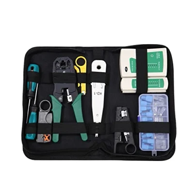 Imagen de 12 en 1 Crimpadora RJ45,Comprobador de Cable Red RJ45 Network Tool Kits Profesional Mantenimiento la Computadora LAN Tester Herramientas Reparación