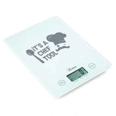 Imagen de ARDES AR1PA2V Báscula de Cocina Digital en Vidrio Super Fina ahorro espacio Pesa Alimentos Electrónica Pantalla LCD