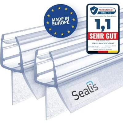 Imagen de Sealis Junta para ducha de recambio 80 cm impermeable mamparas 5 mm/6 mm/7 mm/8 mm Protector agua la cabina mampara Transparente