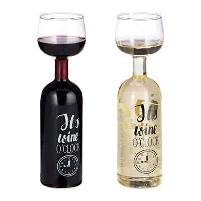 Imagen de Relaxdays Copabotella Vino XL, Copa Gigante Graciosa, Botella XL Broma, Regalo Amantes del Vino, 750 ml, Transparente