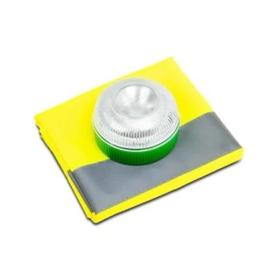 Imagen de Motorkit Luz LED magnética homologada (V16) y Chaleco Reflectante homologado, Recomendado por la DGT