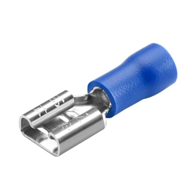 Imagen de Heschen hembra rápida desconecta vinilo aislado, FDD2 250, 6,3 x 0,8 mm cable terminal, para 1,5 2,5 mm² (16 14 AWG), azul, lote de 100