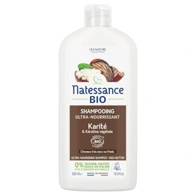 Imagen de Natessance Champú ultra nutritivo Karité Bio &amp; Queratina vegetal Certificado Cosmos Organic Botella de 500 ml