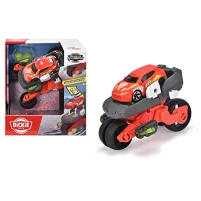 Imagen de Dickie Toys Rescue Hybrids Drone Bike, 11cm, Vehículo transformable, 2 en 1, Moto y Dron, Función Lanzaproyectiles, Incluye Coche 7,5cm, Adecuado a Partir de 3 años (203792001)