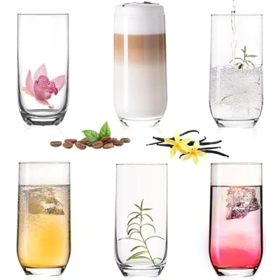 Imagen de PLATINUX Elegantes vasos de cristal, 360 ml (máx. 440 ml), juego 6 agua, zumo