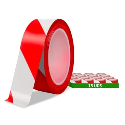 Imagen de Amig Pack de 15 cintas balizaje 500 m largo x 70 mm ancho Rojo y Blanco Fabricadas con Polietileno Baja Densidad (LDPE) Para la delimitación zonas seguridad